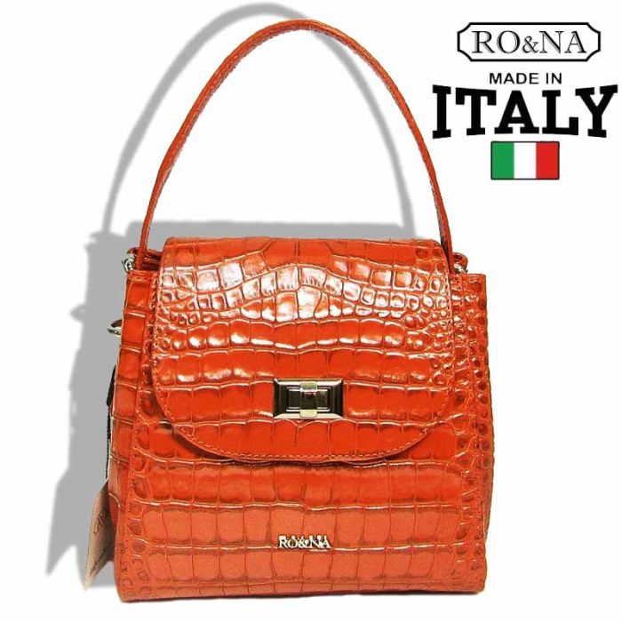 Women's Small Shoulder Bag with Swivel Lock - Italian Kelly