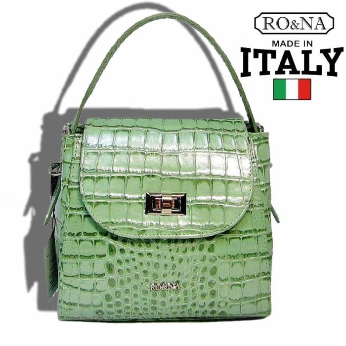 Women's Small Shoulder Bag with Swivel Lock - Italian Kelly