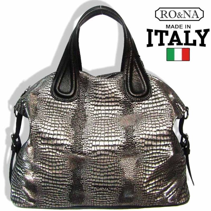 Women's leather bag - 30 cm. - Italian wicker