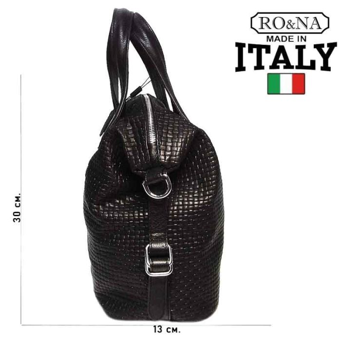 Women's leather bag - 30 cm. - Italian wicker