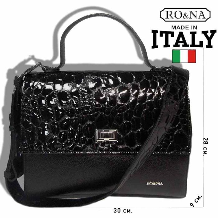 Italian Women's Leather Briefcase Bag with Flap - RO&NA