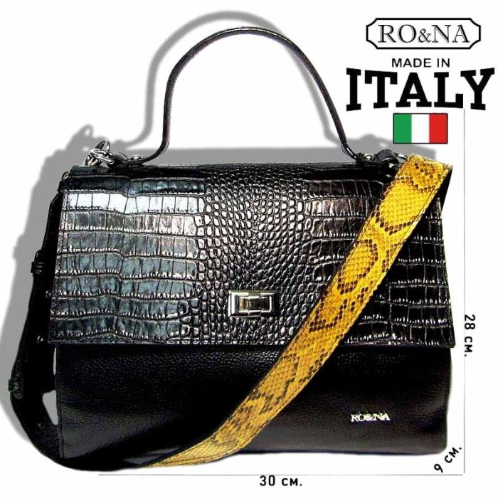 Italian Women's Leather Briefcase Bag with Flap - RO&NA