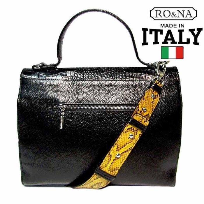 Italian Women's Leather Briefcase Bag with Flap - RO&NA