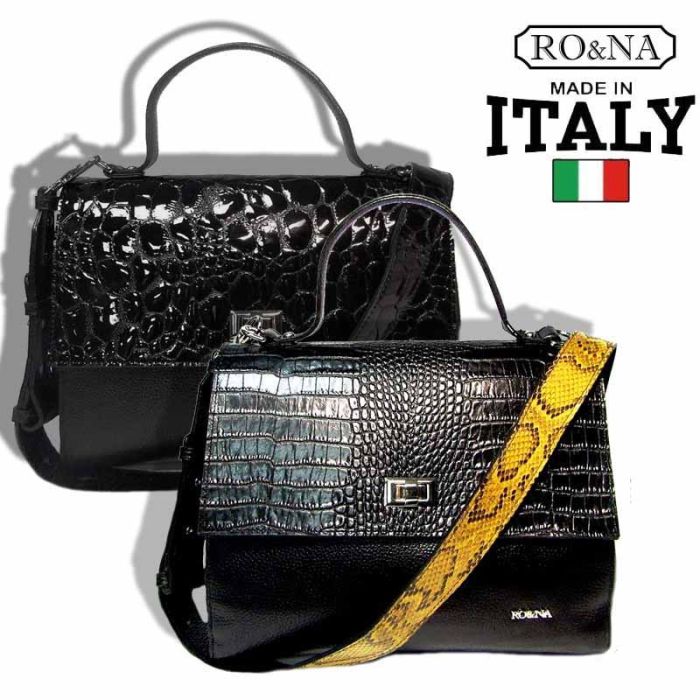 Italian Women's Leather Briefcase Bag with Flap - RO&NA