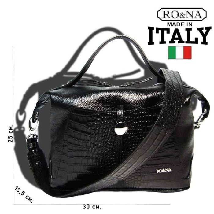 Italian Leather Italian Handbag with Pockets - RO&NA