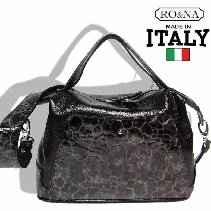 Italian Leather Italian Handbag with Pockets - RO&NA