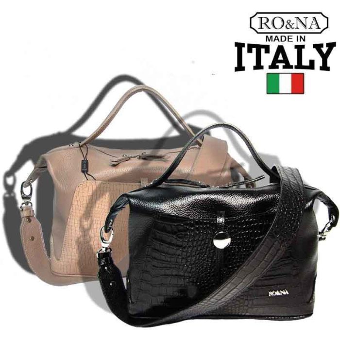 Italian Leather Italian Handbag with Pockets - RO&NA