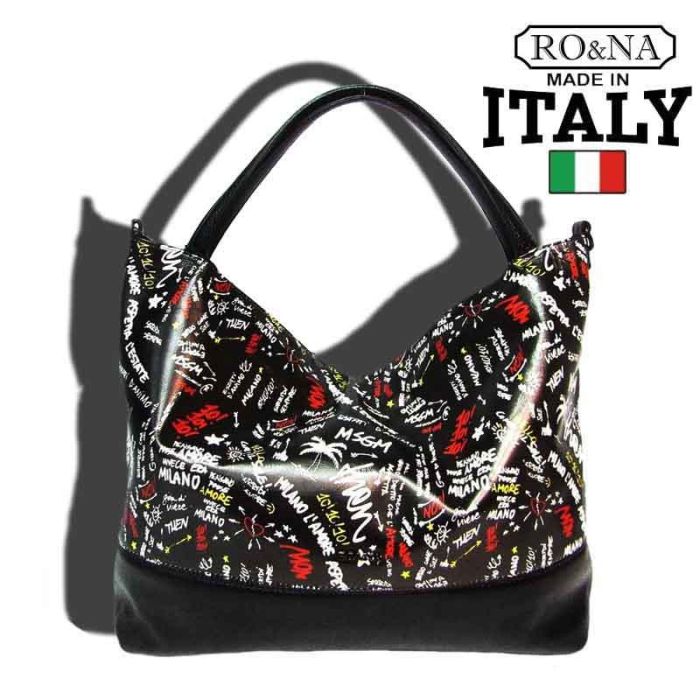 Large Italian leather handbag - RONA