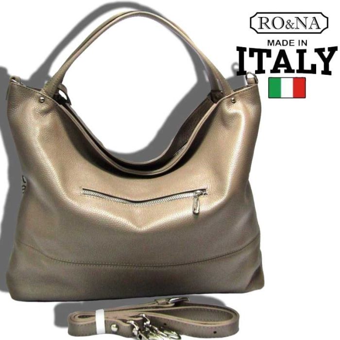 Italian leather tote bag with words and letters on it