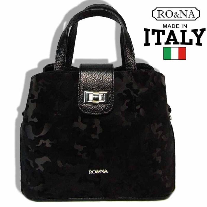 Militari-Italian leather bag with twist-lock closure