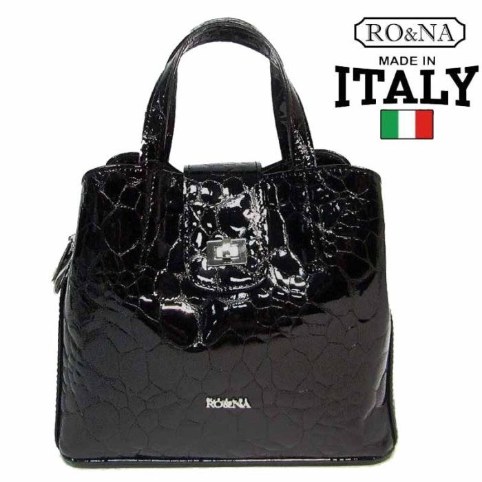 Italian Women's Leather Shoulder Bag - Lacquered