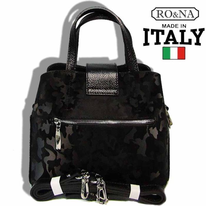 Militari-Italian leather bag with twist-lock closure