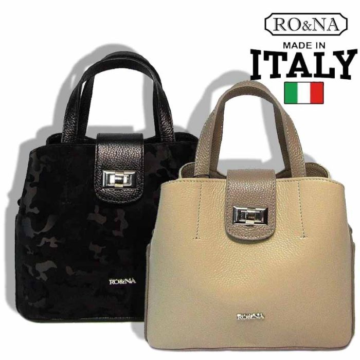 Militari-Italian leather bag with twist-lock closure