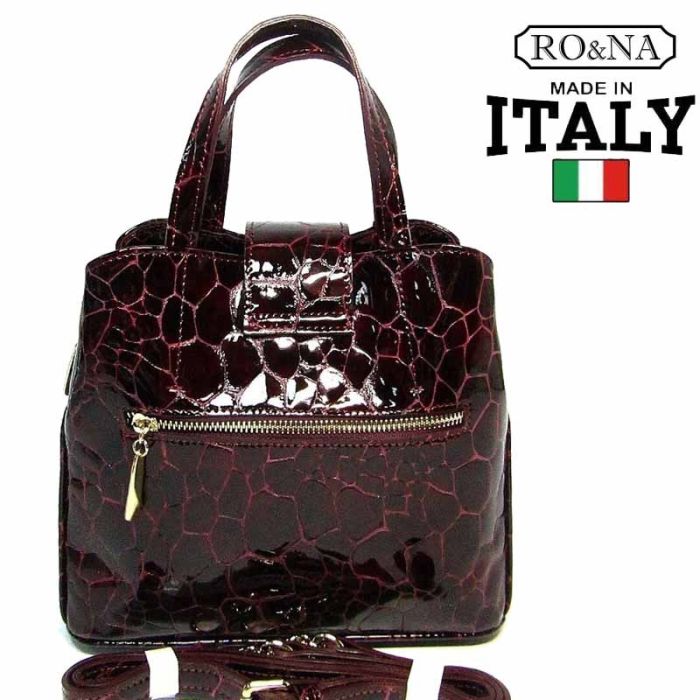 Italian Women's Leather Shoulder Bag - Lacquered