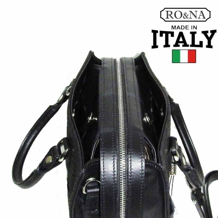 Women's Italian Leather Bag - Embossed Tile