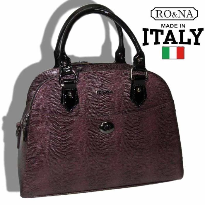 Italian leather shoulder bag - 3 zippered compartments