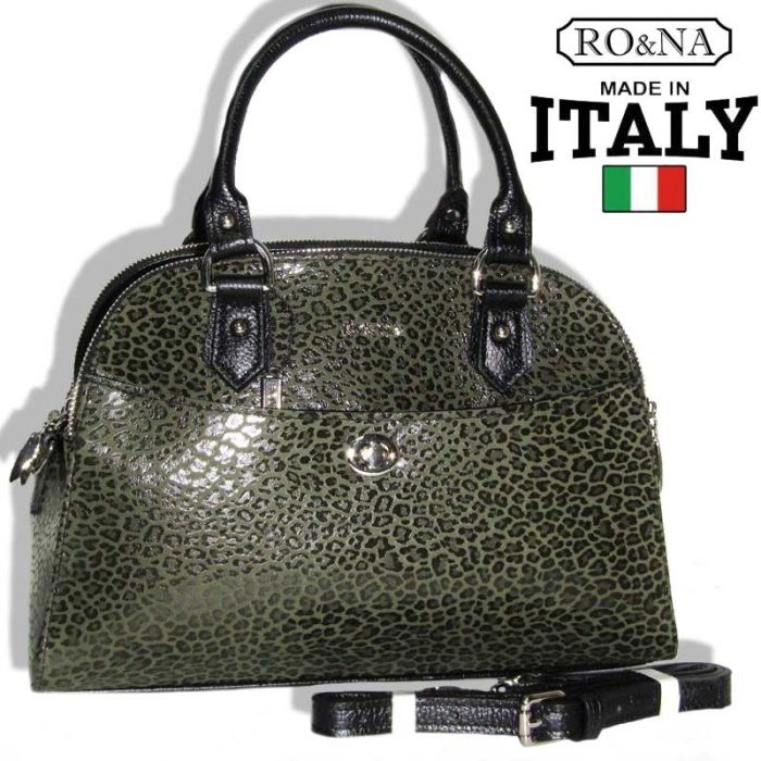 Italian leather shoulder bag - 3 zippered compartments