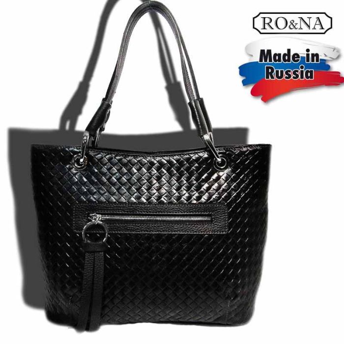 Women's double sided bag made of full-grain leather and wicker