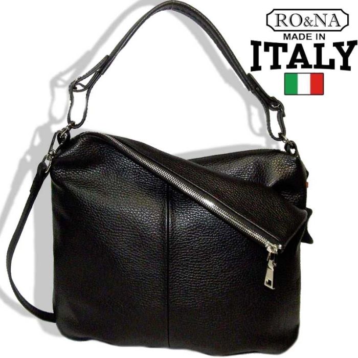 Italian leather black bag - many compartments