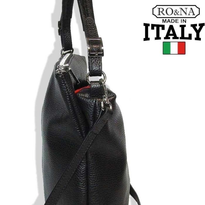 Italian leather black bag - many compartments