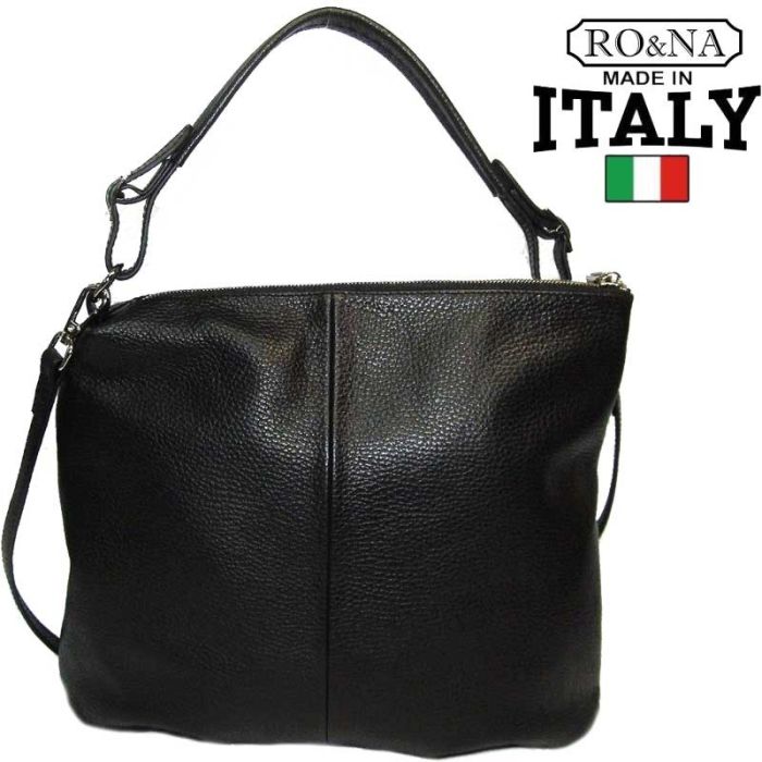 Italian leather black bag - many compartments