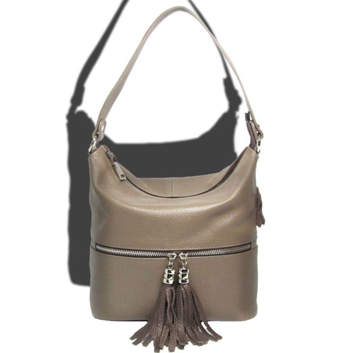 Women's Leather Bag - Hobo with Shoulder Strap