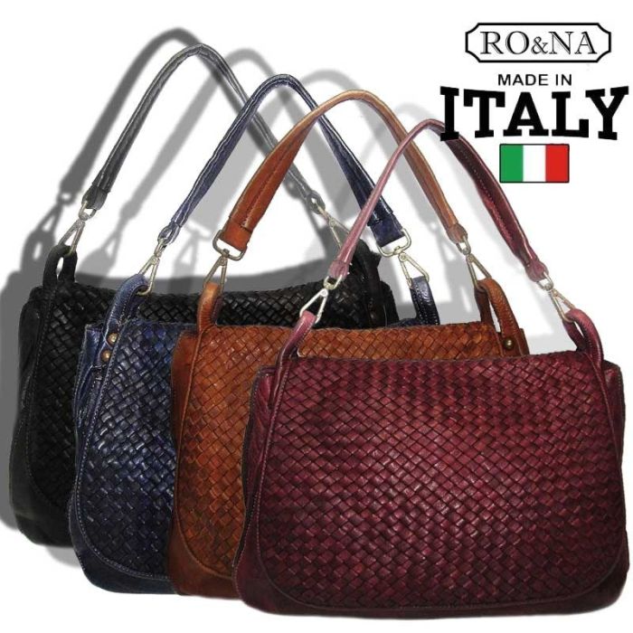 Women's vintage weave genuine boiled leather tote bag