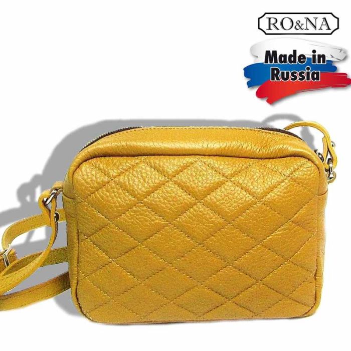 Women's small leather shoulder bag - quilted stitching