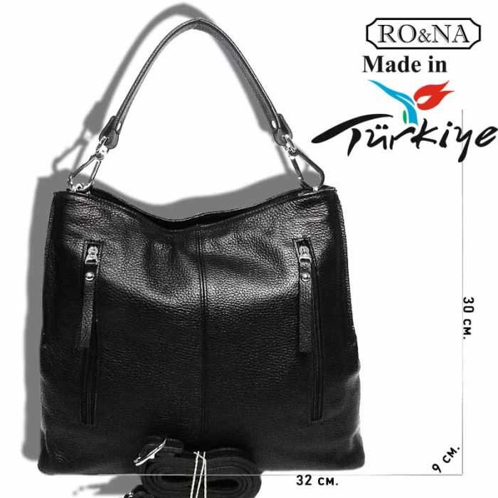 Women's leather bag with outside pockets