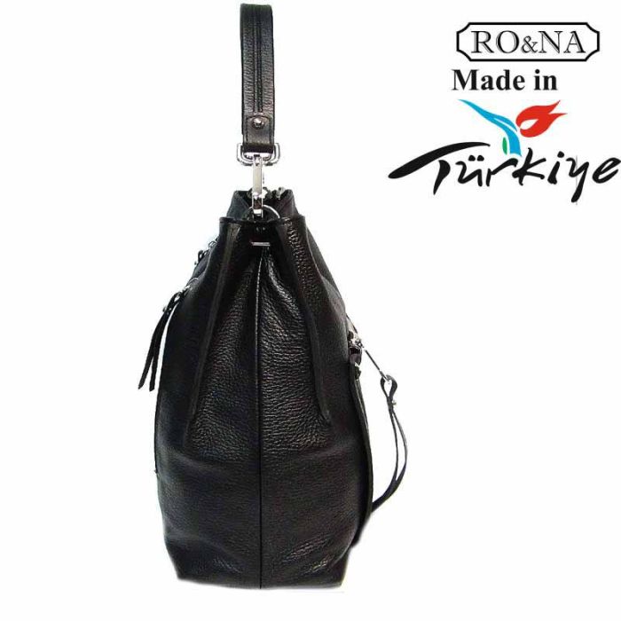 Women's leather bag with outside pockets