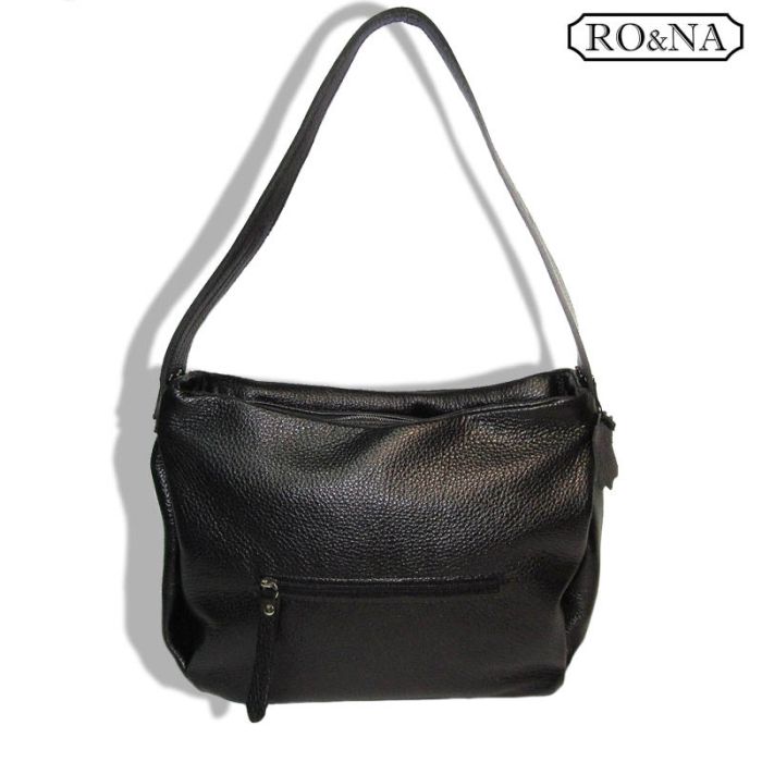 Women's Leather Shoulder Bag with One Handle - Multiple Compartments