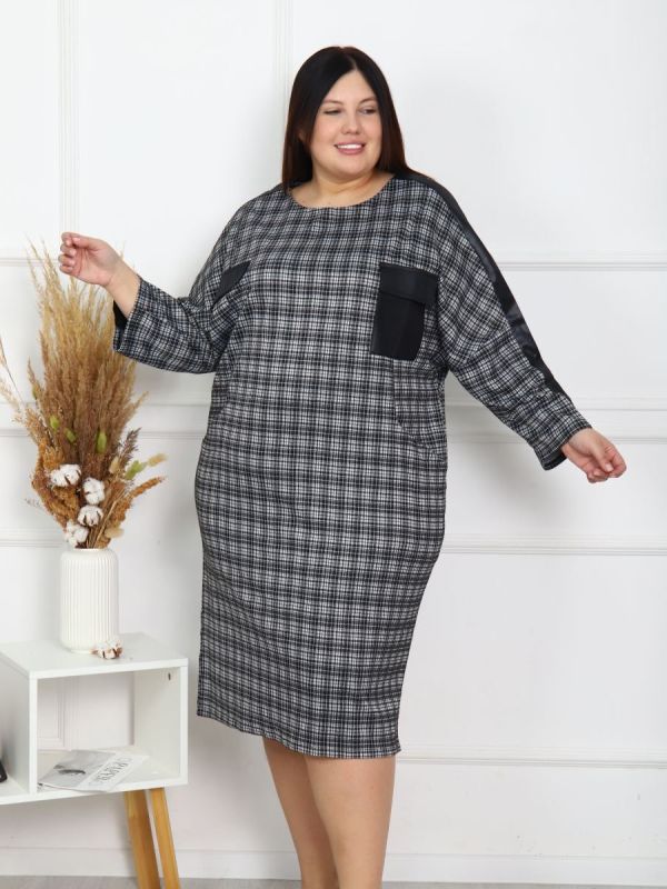 Women's dress Madlena (gray plaid)