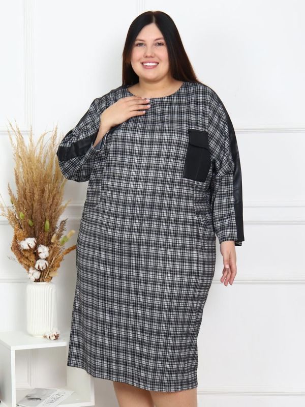 Women's dress Madlena (gray plaid)