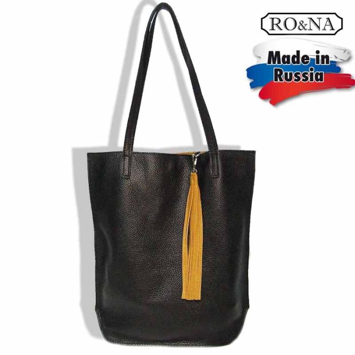 Large leather bag without zipper - Flat Shopper