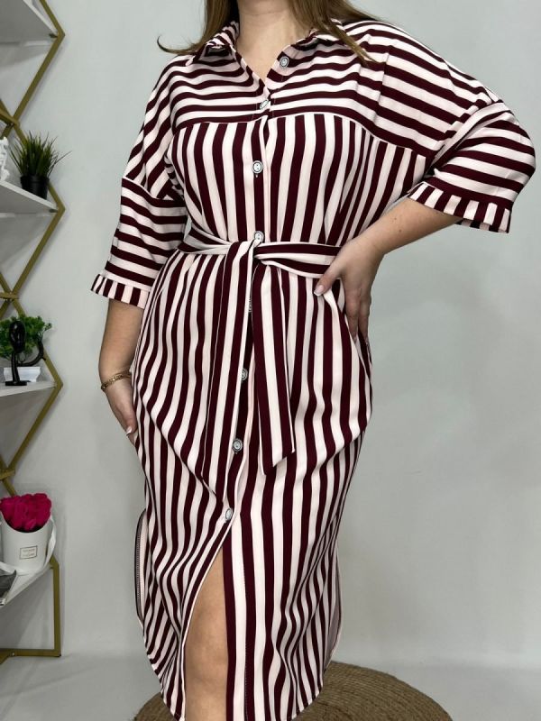 Women's dress Leniada (burgundy stripes)