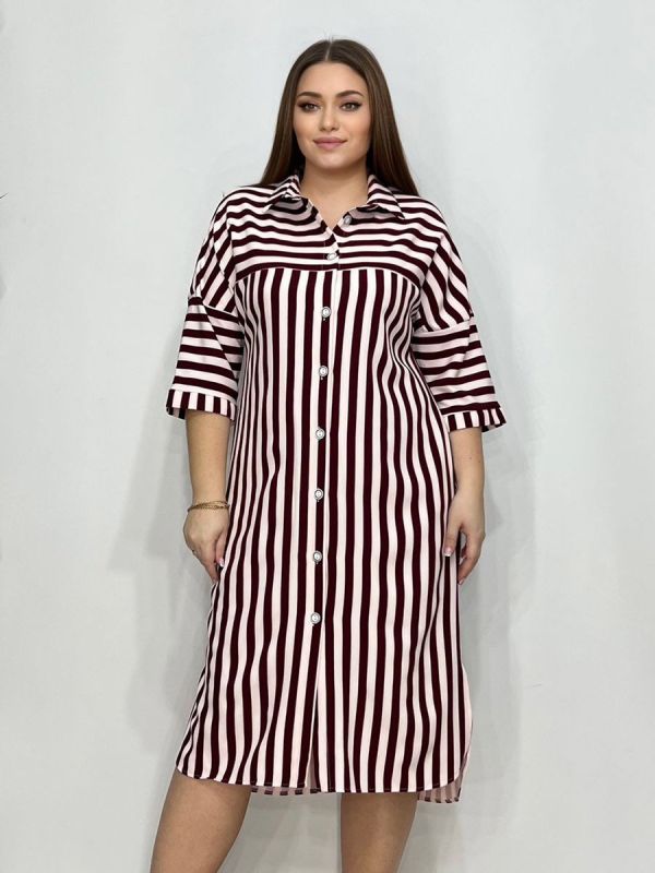 Women's dress Leniada (burgundy stripes)