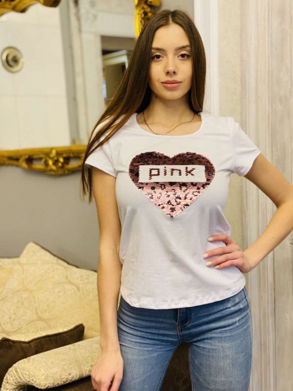 Tricot T-shirt Pink (white) pp