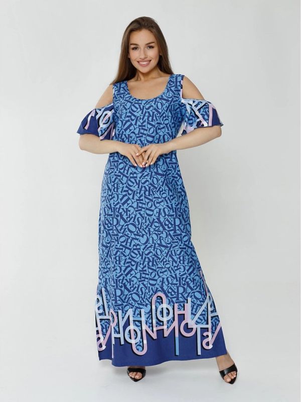 Tricase dress Lukiana (letters on blue) pp