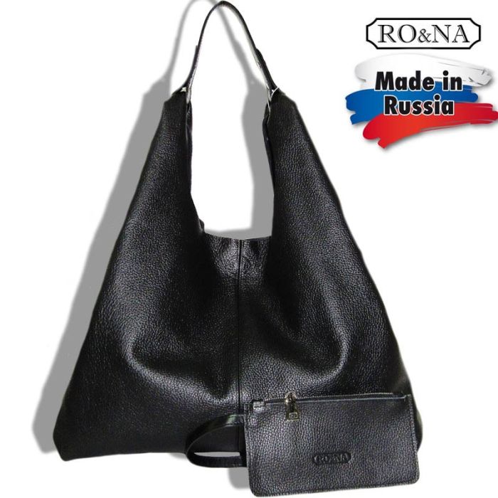 Women's large leather bag without zipper - Shopper