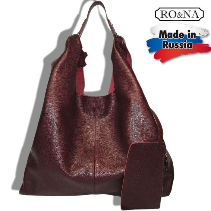 Women's large leather bag without zipper - Shopper