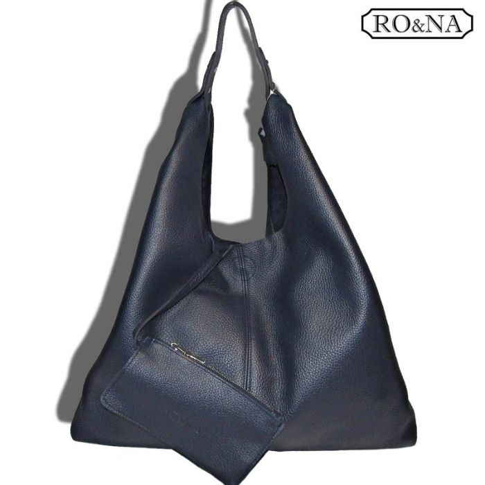 Women's large leather bag without zipper - Shopper