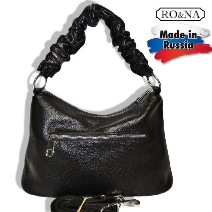 Women's leather shoulder bag with crimped handle-RO&NA