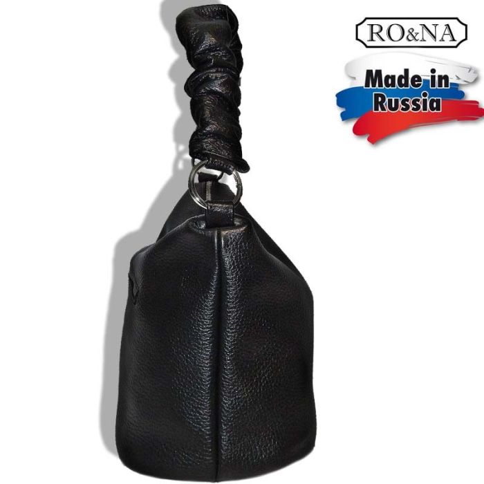 Women's leather shoulder bag with crimped handle-RO&NA