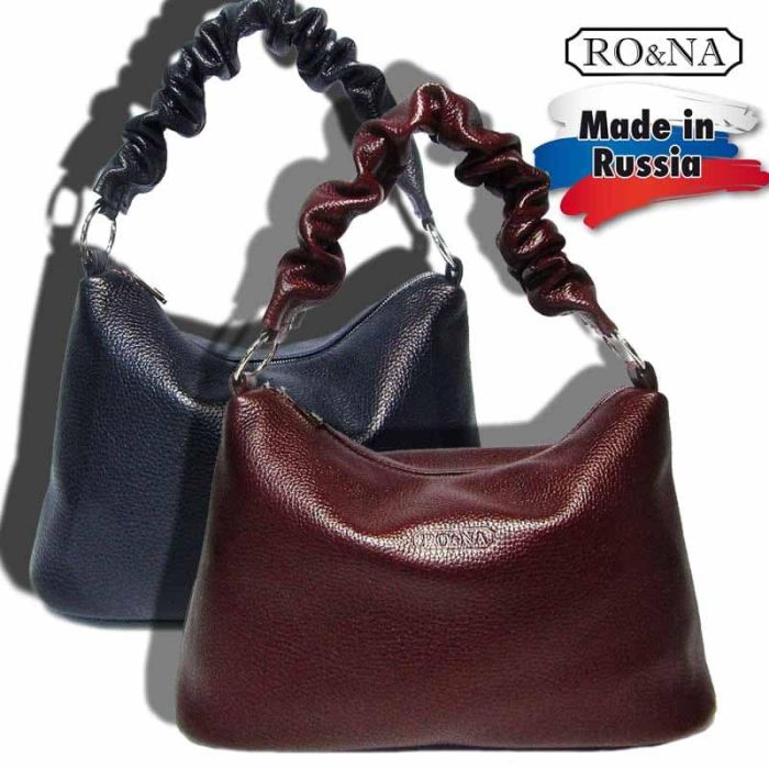 Women's leather shoulder bag with crimped handle-RO&NA