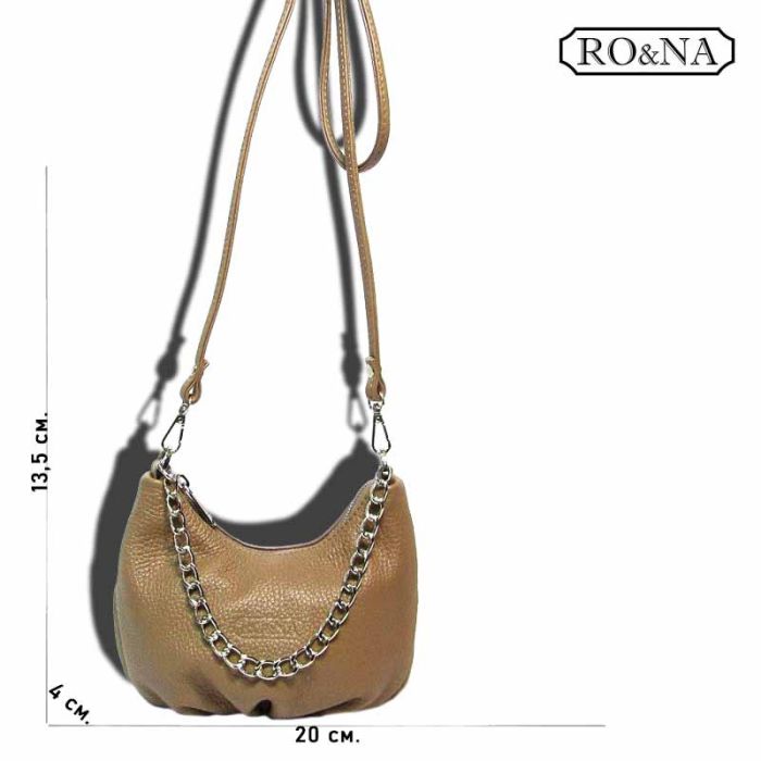 Women's Leather Shoulder Bag - Crescent Moon with Chain