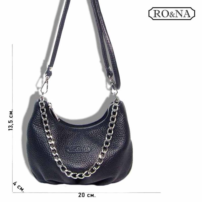 Women's Leather Shoulder Bag - Crescent Moon with Chain