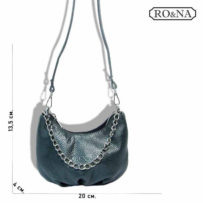 Women's Leather Shoulder Bag - Crescent Moon with Chain