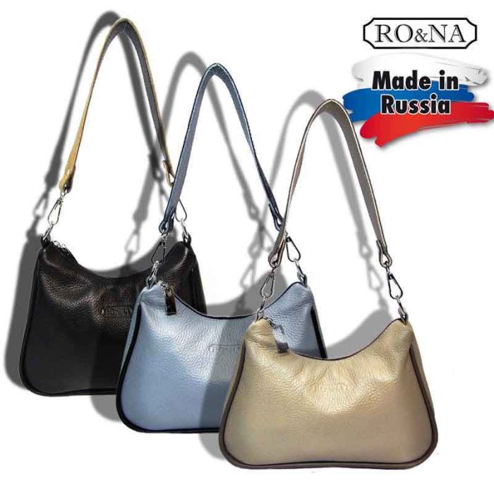 Women's leather shoulder bag with detachable handle - RO&NA