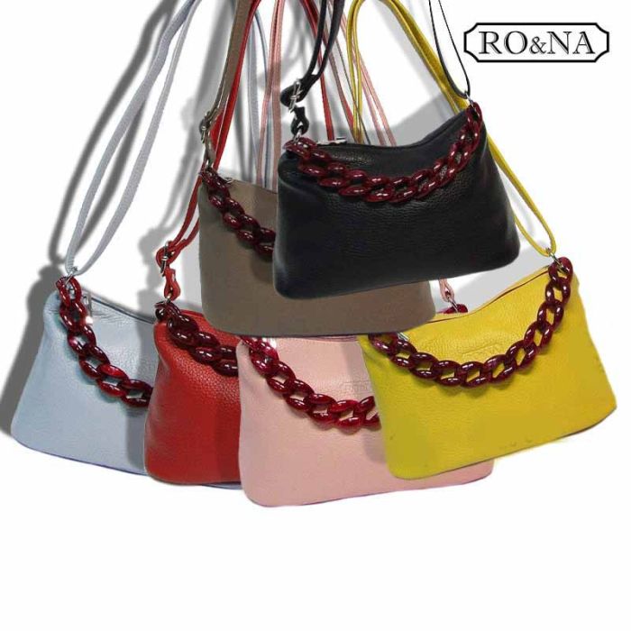 Women's Leather Shoulder Bag - Small with Chain