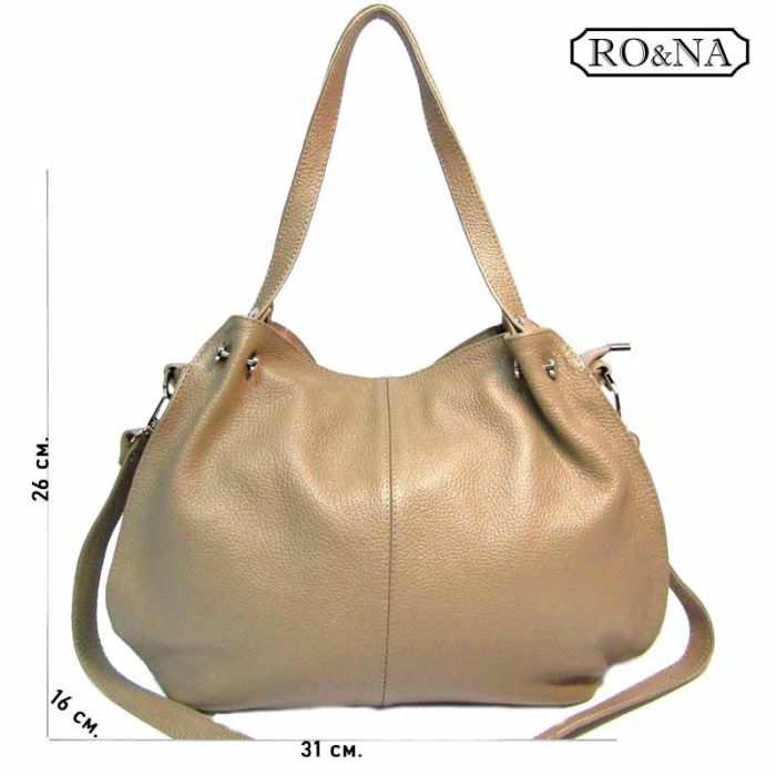 Women's Leather Bag - with long handles and shoulder strap